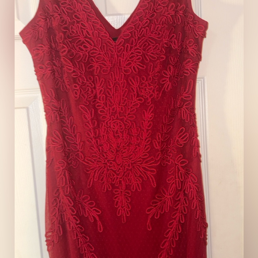 Cachet Vibrant Red Sleeveless Dres~Fitted sexy evening Gown~Size 16. - Picture 4 of 5